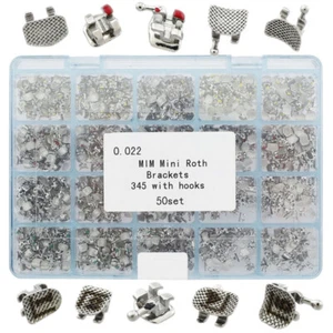 50 Kit Orthodontic Brackets Mini Roth 0.022 Braces 345 Hook Mesh Laser Mark MIM - Picture 1 of 23
