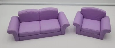 Juego de sillón y sofá morado para casa de muñecas Barbie Mattel 2002 Foto 1 de 4