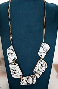 Lovely handmade gold & animal print statement necklace p07 - Picture 1 of 7