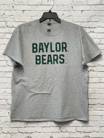 Baylor Bears Mens T-Shirt Gray Size Extra Large XL Big Logo Gildan Heavy Cotton Cover