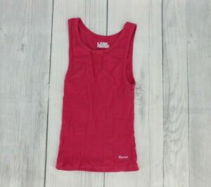 Hanes Little Girls Racerback Ribbed Tank Top Shirt Size 5 Small Bright Pink