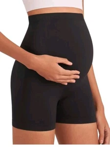 Maternity Workout Shorts Over the Belly Pregnancy Green SZ MedEnerful Womens - Picture 1 of 9