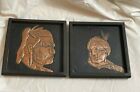 Pair Vintage New Zealand Maori Chieftain Hammered Copper Wall Plaque Patersons