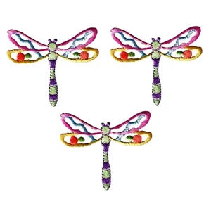 Parches de libélula (paquete de 3) apliques de hierro bordado por insectos - Imagen 1 de 3