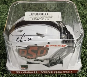 Von Chris Carson signierter Oklahoma State White Speed Minihelm - Fanatics - Bild 1 von 5