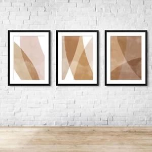 Boho Themed Natural Coloured Abstract Wall Art Print Picture 1 Or Set Of 3 - Picture 1 of 11