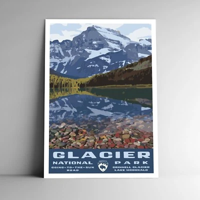 Glacier National Park Travel Poster / Postcard Montana USA Multiple Sizes