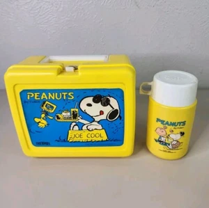 VERY RARE Vintage 1971 Joe Cool Thermos Lunchbox With Thermos Yellow See - Picture 1 of 20