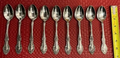 Springtime Stainless  Flatware 9 Soup Place Spoons  Vintage Japan Floral - Image 1 of 4