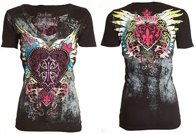 Archaic Affliction Women's T-Shirt DARLING Tattoo Biker Black - Image 1 of 4