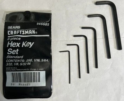 CRAFTSMAN NOS 6 PIECE OLDER ISSUE STANDARD HEX KEYS 46685  NEXT DAY SHIP. - Image 1 of 3