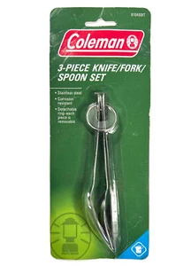 COLEMAN 3 Piece Compact Fork Spoon & Knife Camping Cutlery Utensil Set NIB NEW! - Picture 1 of 6