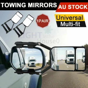 2x Towing Mirrors Pair Heavy Duty Multi Fit Clamp On Towing Caravan 4X4 Trailer - Picture 1 of 12