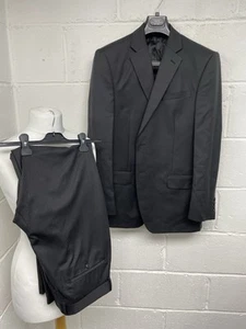 Lanificio Dal 1881 Traje Negro Rayas Co-Ord Chaqueta 42R con Pantalones 36R/31.5L - Imagen 1 de 9
