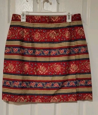 Falda envolvente Talbots de colección para mujer talla 16 roja floral cremallera trasera años 80 Foto 1 de 4