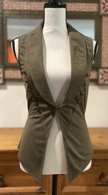 Chaleco De Colección Sello Húmedo Oliva Militar Doble Pecho Estilo Sin Forro con Botones Nuevo Talla S Foto 1 de 4