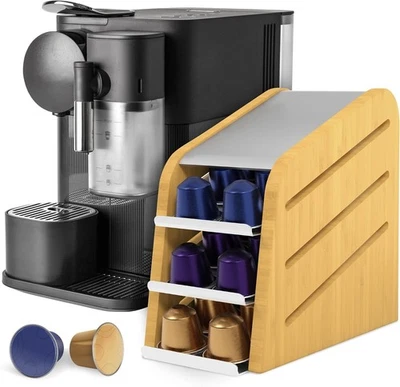 Dispensador de cápsulas de café de madera para cápsulas Nespresso 30 capacidad bambú inoxidable Foto 1 de 4
