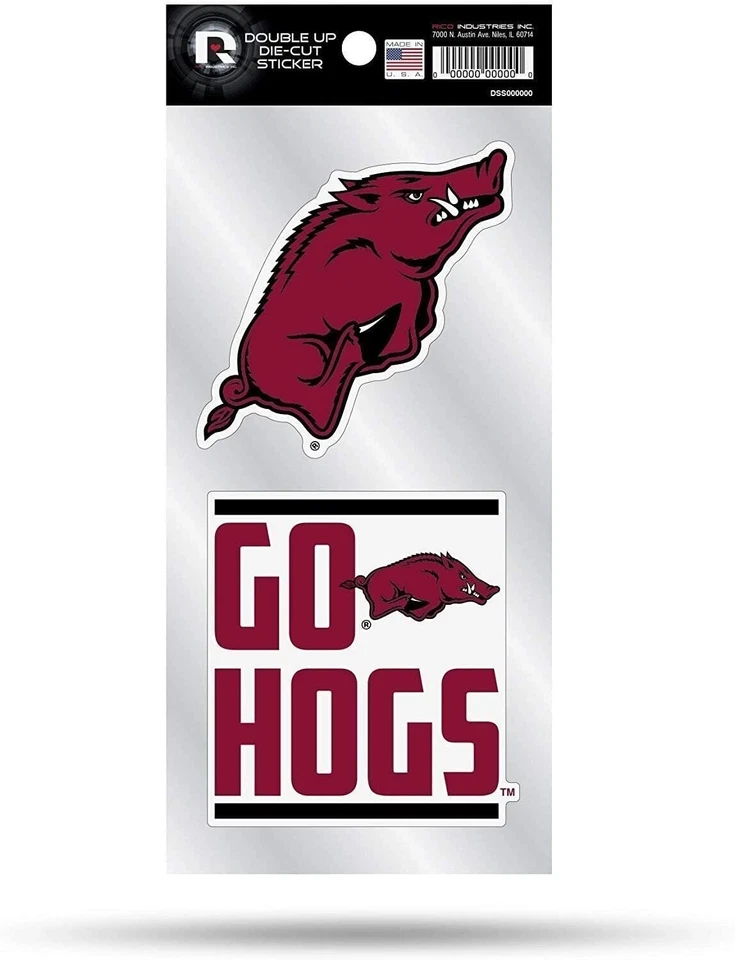 University of Arkansas Razorbacks 2-Piece Double Up Die Cut Sticker Decal... - Image 1 of 1