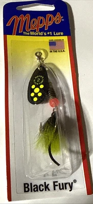 Mepps Black Fury #2 Chartreuse Dot/Gris Chartreuse Cola Foto 1 de 2