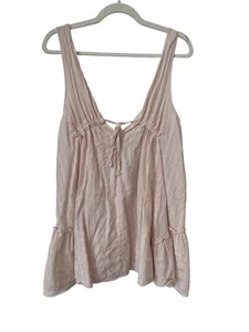 Sleeveless Tunic Babydoll Top Size XL Ruffle Hem Coquette Boho Pink Feminine - Picture 1 of 7