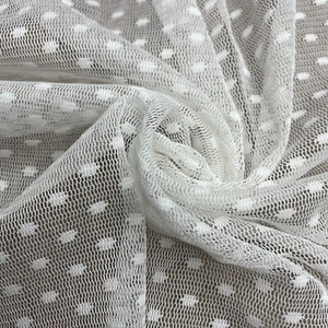 Net mesh Fabric Spotted Ivory Colour 55" Wide Sold By metre - Picture 1 of 7