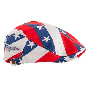 Royal and Awesome Golf Hat Men`s Pars and Stripes American USA Flag Flat Cap - Picture 1 of 1