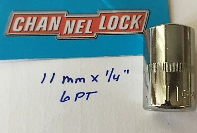 CHANNELLOCK  11 mm  x 1/4" DR  METRIC  SOCKET  6 Point Free USA  Shipping - Image 1 of 4