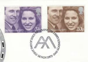 Princess Anne Wedding GB Used Westminster Abbey 1973 ON PIECE (55103) - Picture 1 of 1