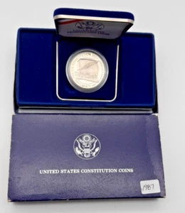 1987 S US Mint Constitution Proof Silver Dollar Commemorative $1 Coin Box - Foto 1 di 13