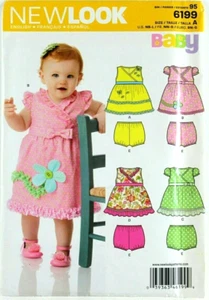 Infant New Look 6199 Baby Pattern Dress Panties UNCUT Size NB-S-M-L (7-24 lbs) - Picture 1 of 2