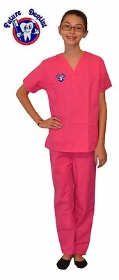 Exfoliantes de dentista para niños rosa intenso con diseño de bordado de futuro dentista Foto 1 de 2