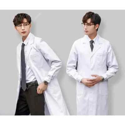 Lab Coat Doctor Nurse Dress Medical Uniforms White Jacket with Waist Belt New US - Image 1 of 4