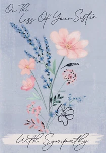 Sympathy Condolence On The Loss Of Your Sister Card Silver Foil Detail, Floral. - Bild 1 von 2