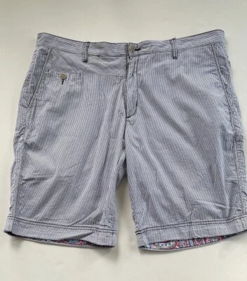 Pantalones Cortos Robert Graham Para Hombre Seersucker Gris Blanco Rayas Talla 40 Foto 1 de 4