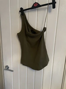 Next Green One Shoulder Vest Crop Top Size 8 - Picture 1 of 4