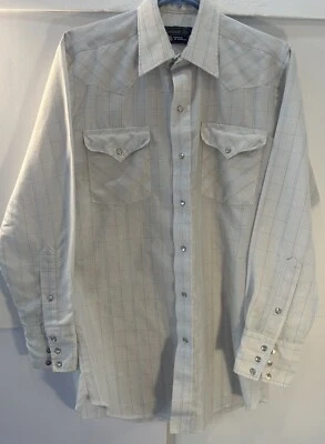 Camisa Western De Colección Panhandle Delgada Azul Rayas Con Botones Hecha en EE. UU. Para Hombre Talla 15.5 Foto 1 de 4