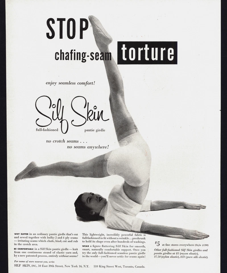 1953 年丝绸皮肤 PANTIE GIRDLE 无镂空接缝复古印刷广告 — 第 1/1 张图片