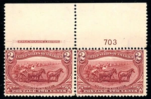 USAstamps Unused US 1898 Trans-Mississippi Plate Pair Scott 286 OG MNH SCV $160 - Picture 1 of 2