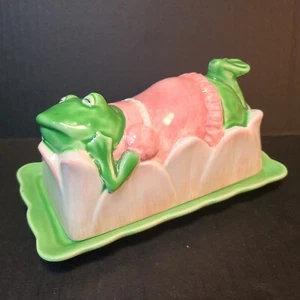 Vintage Otagiri Giappone Mary Ann Baker Frog Femmina Burro Piatto Kitschy Cucina - Foto 1 di 10