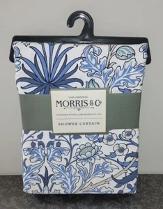 NEW William Morris & Co Fabric Shower Curtain Blue Flower/Leaf Pattern 72" x 72" - Picture 1 of 2