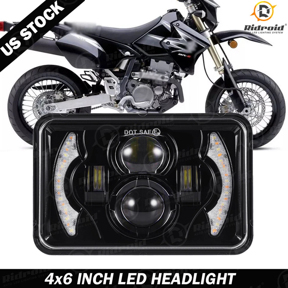 Faro LED cuadrado de 4x6" haz alto/bajo con DRL para Suzuki DRZ400SM DRZ400S DRZ400E Foto 1 de 4
