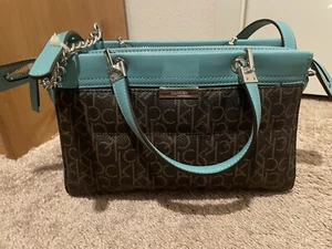 Calvin Klein Teal And Brown Purse - Picture 1 of 4