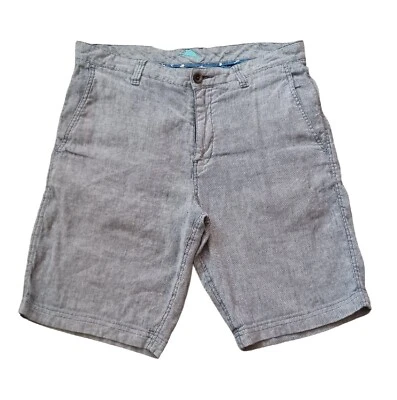 Pantalones Cortos Tommy Bahama Para Hombre 33 Negro Blanco Mezcla de Lino Logo Clásico Informal Exterior Foto 1 de 4