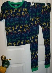 Zoo Animals Rhino Giraffe Lion Blue Long 2 Piece Pajama PJ Set Boys Size 8 NWT - Picture 1 of 1
