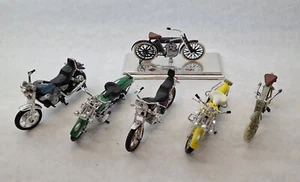 Lot of (6) 1:18 Diecast Motorcycles 1909 Harley, Indian, Kawasaki Vulcan - Picture 1 of 16