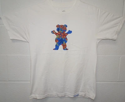 Camiseta Diamond Supply Grizzly Grip Tape Floral Oso Skateboarding Mediana Blanca Foto 1 de 4