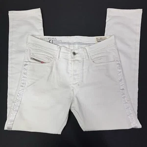 DIESEL Tepphar Slim-Carrot 0813H Stretch Jeans Mens 28 Side Trim White 32X28 EUC - Picture 1 of 11