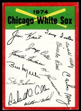 1974 TOPPS TEAM CHECKLIST CHICAGO WHITE SOX #NNO