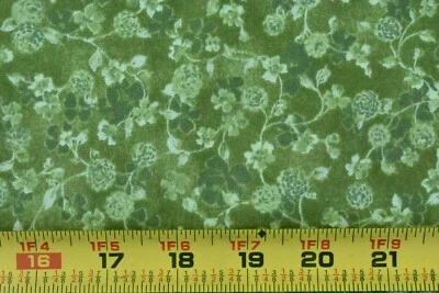 31" Long, Green Floral on Olive Quilt Cotton, Benartex/Eleanor Burns, P4959 - Image 1 of 4