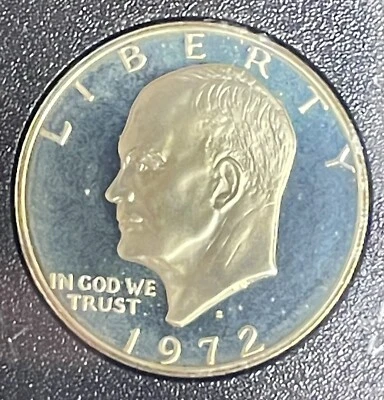 Gold Tone 1972-S Proof 40% Silver Eisenhower IKE Dollar Coin Sealed US Mint Case - Image 1 of 4